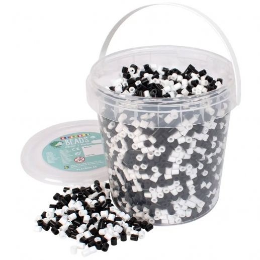 Rörpärlor i Hink - Svart Och Vit - 5000 st - Playbox