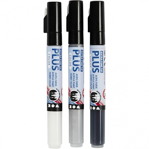 Plus Color Marker 3 pack - 0,7 mm - Grå Nyanser