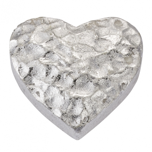 Polyresin Dekorationer - Silver Hjärtan - 3,5 cm - 4 st