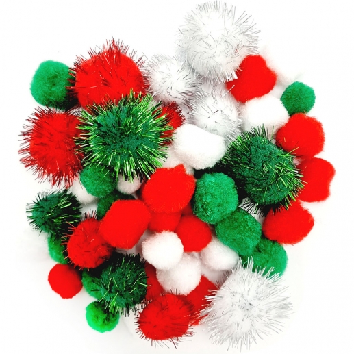 Pompoms 20-35 mm Jul Färger 50 st Pompong Juldekorationer DIY