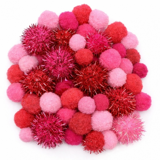 Pompoms - 20-35 mm - Rosa Färger - 50 st