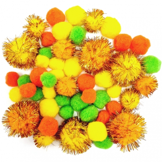 Pompoms - 20-35 mm - Påsk Färger - 50 st