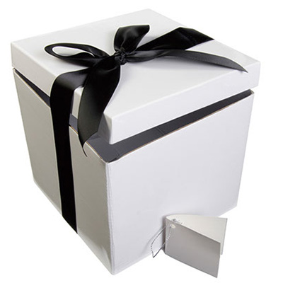 Vik-Själv-Box 15x15 cm Vit med Svart Rosett Julpyssel