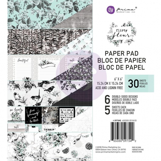 Paper Pad Prima Flirty Fleur 6x6 Tum 30 Ark Marketing