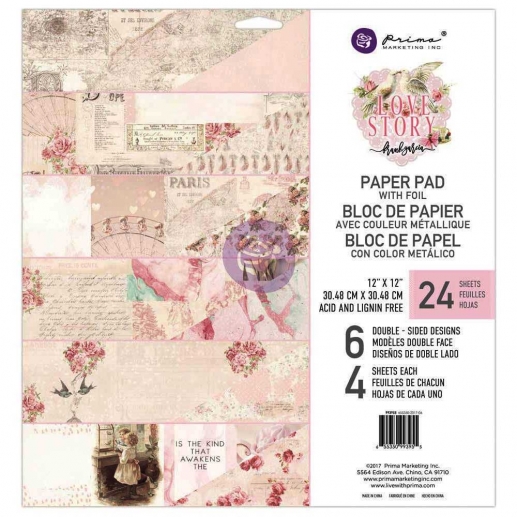 Paper Pad 12"x12" Prima Marketing Love Story 24 ark