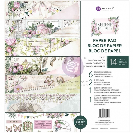 Paper Pad Prima Marketing - Serene Petals - 12x12 Tum