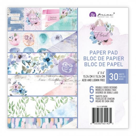 Paper Pad 6x6 - Watercolor Floral - Prima Marketing