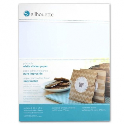 Printable White Sticker Paper 8 ark Silhouette America Papper Specialark