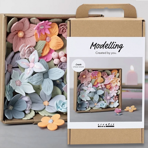 DIY Pysselkit - Blommor Av Silk Clay Lera - Pastellfärger