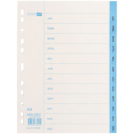 Pärmregister januari - december månadsegister. Tillverkat av 90 grams kraftpapper som är klor och syrafritt.