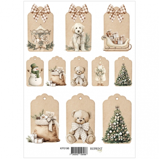 Papper Reprint A4 - Klippark - Cozy Christmas Etiketter