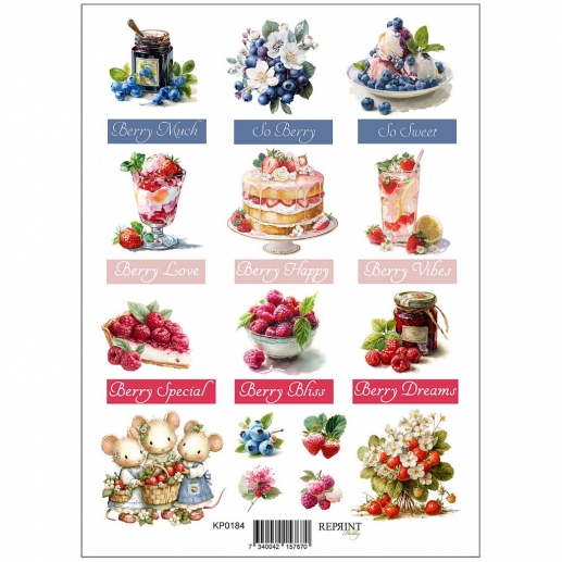 Papper Reprint A4 - Klippark Summer Garden - Berries