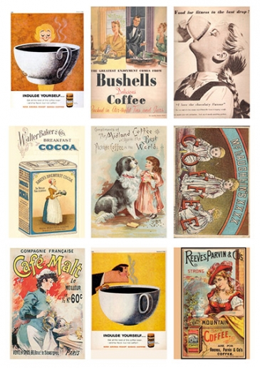Vintage Foton A4 Reprint Coffee till scrapbooking, pyssel och hobby