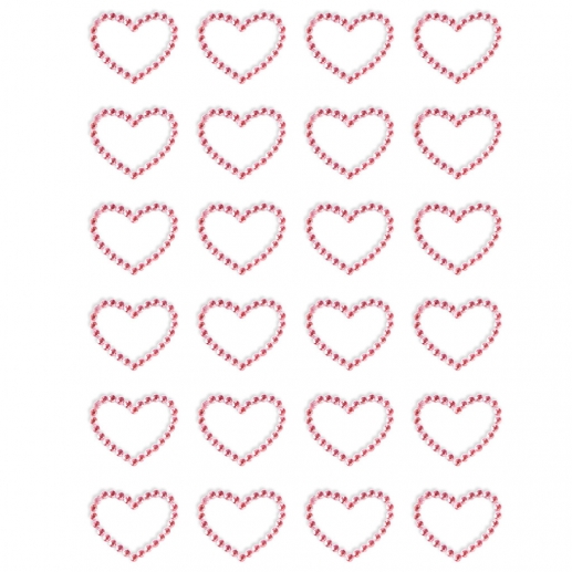 Självhäftande Rhinestones - Rosa Hjärtan - 24 st