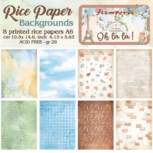 Rice Paper Backgrounds A6 - 8 ark - Stamperia - Oh lá lá