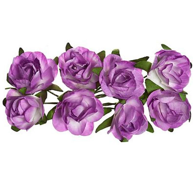 Paper Rose 20mm - Scrapberry's - 8 st Purple & White