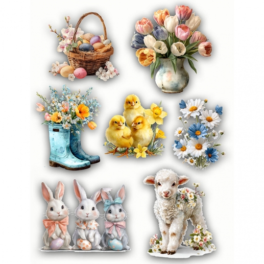 Stickers Reprint - Hello Spring - Påskmotiv