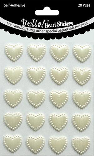 Bella Wedding Self-Adhesive Hearts 20 st Pärlemo Creme Dekorationer DIY