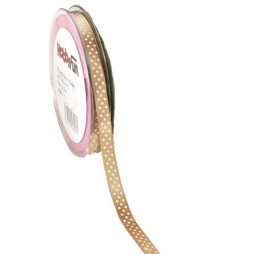 Satinband Med Prickar B. 10 mm Brun Sidenband Mönstrade Band