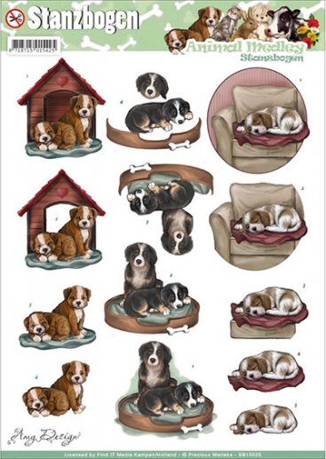 Decoupage A4 Amy Design Punchout Sheet Dogs 3D Ark