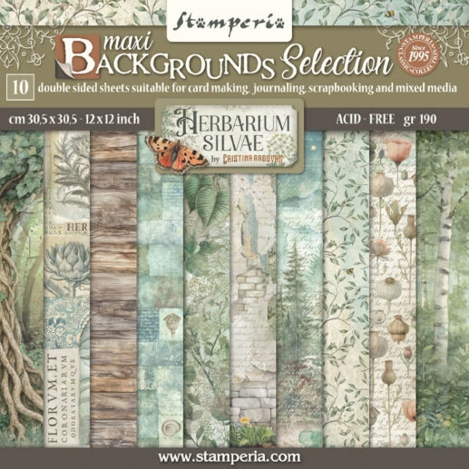 Paper Pad Stamperia 12x12 Tum - Maxi Background Herbarium Silvae