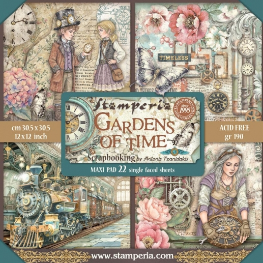 Paper Pad Scrapbooking Stamperia Gardens of Time Collection by Antonis Tzanidakis