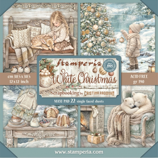 Paper Pad Maxi Stamperia 12x12 Tum - White Christmas