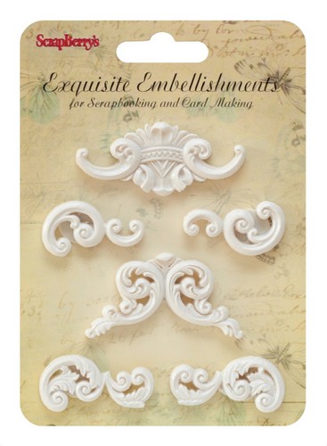 Polymer Figurer Ornament Swirls Scrapberrys 6 st Dekorationsfigur