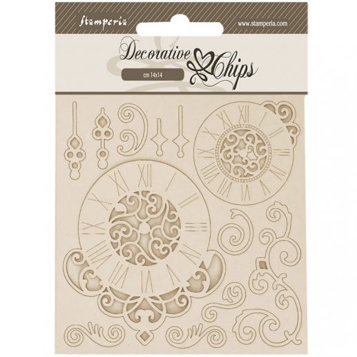 Chipboard Die Cuts - Quiet Days - Clock & Swirls