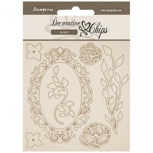 Chipboard Die Cuts - Quiet Days - Frame with Flowers