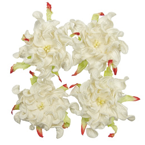 Pappersblommor Gardenia XL 70 mm White 4 st Pappersrosor