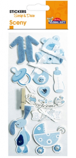 Stickers 3D Scrap & Deco Baby Boy Barn till scrapbooking, pyssel och hobby