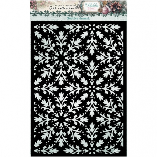 Schablon 14,8 x 21 cm - Festive Damask Christmas Blush - Studio Light