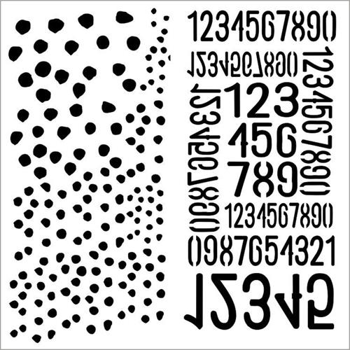 Schablon 13 Arts - Dots and Numbers - 15x15 cm