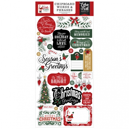 Chipboard Echo Park - Santa Claus - Word & Phrases - 15x30 cm
