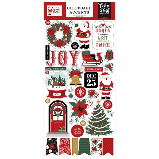 Chipboard Echo Park - Santa Claus - Accents - 15x30 cm
