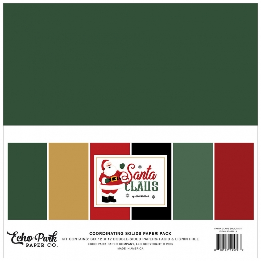 Paper Pack Echo Park - Santa Claus - 12x12 Solids - 6 ark