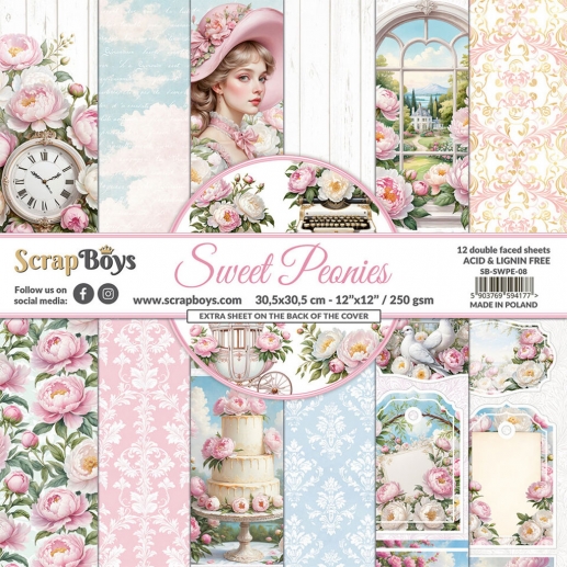 Scrapbooking Paper Pad - ScrapBoys - Sweet Peonies