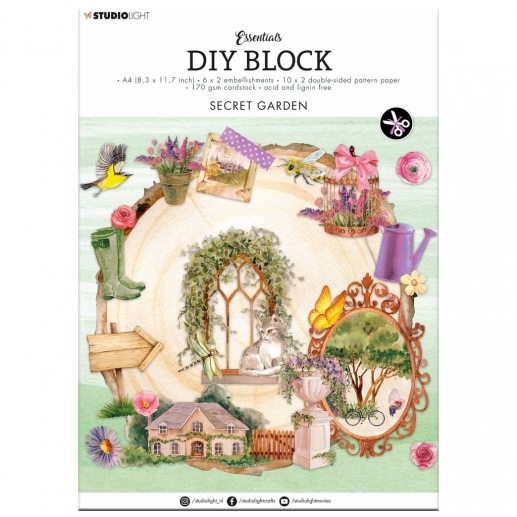 Paper Pad A4 - DIY Block Studio Light - Secret Garden