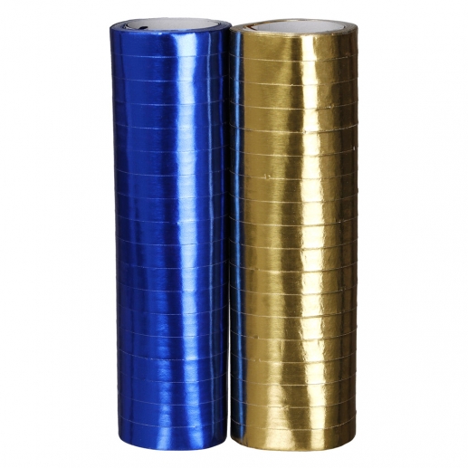 Serpentiner Metallic Folie - Guld & Blå - 2 st