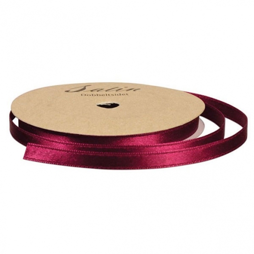 Sidenband På Rulle 3mm x 10 meter Bordeaux Vinröd 3 mm