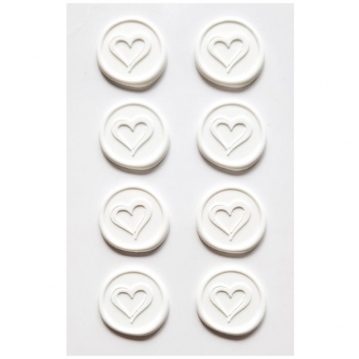 Stickers Sigill - Vita Hjärtan - 8 st - 25 mm