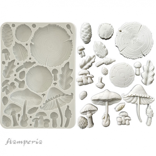 Silicon Mould A5 - Stamperia Golden Harmony - Wood and Mushrooms