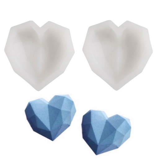 Silikonform Fasetterat Hjärta - 2 st - 6 cm