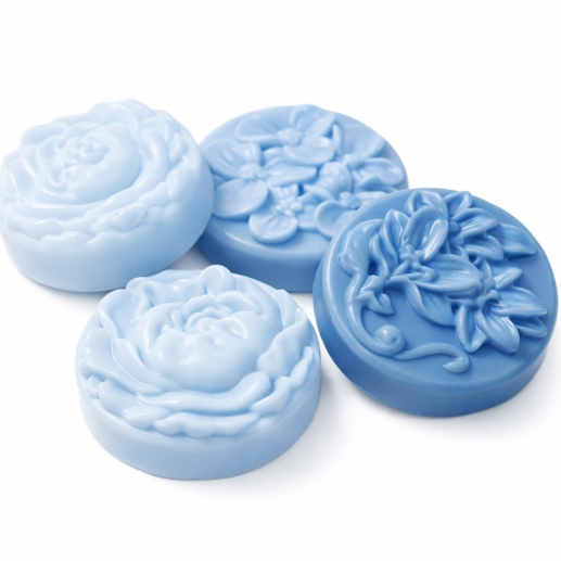 Silikonform Runda Blomstermotiv. Gjutform tvål, ljus, betong.