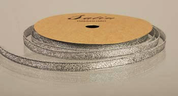 Satinband På Rulle 7mm x 10 meter Glittrande Silver Sidenband 6 mm