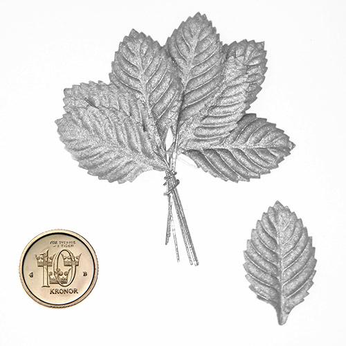 Blad 10-pack 3 cm Metallisk Silver Löv Pyssel