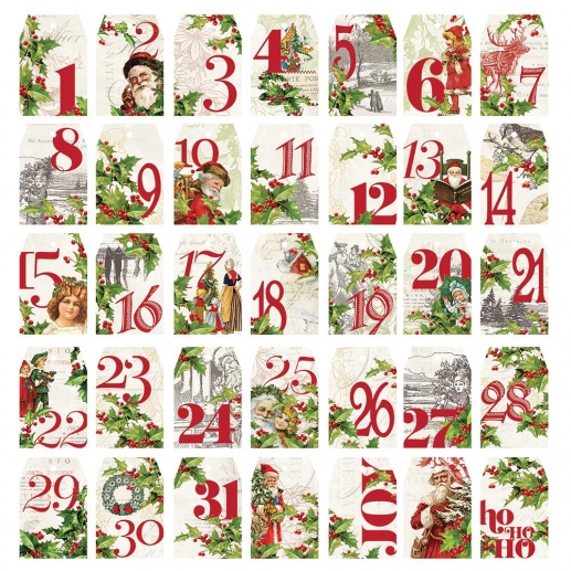 Simple Stories Die cuts - Simple Vintage Christmas - Number Tags