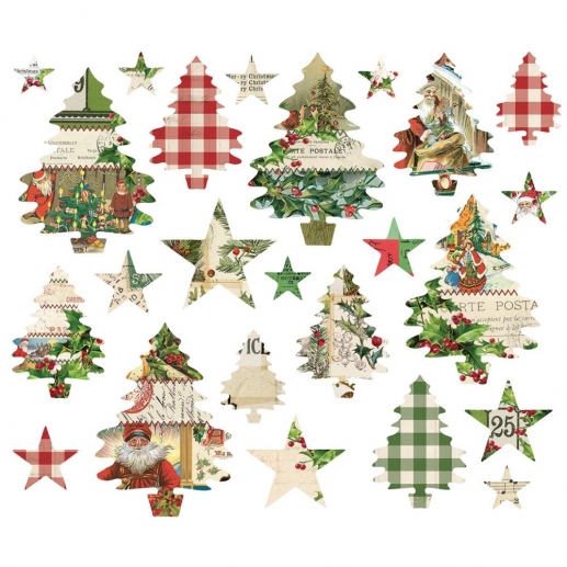 Simple Stories Die cuts - Simple Vintage Christmas - Trees and Stars