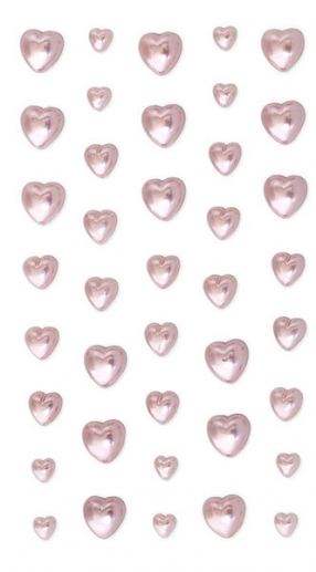 Självhäftande Pearls - Rosa Hjärtan - 40 st